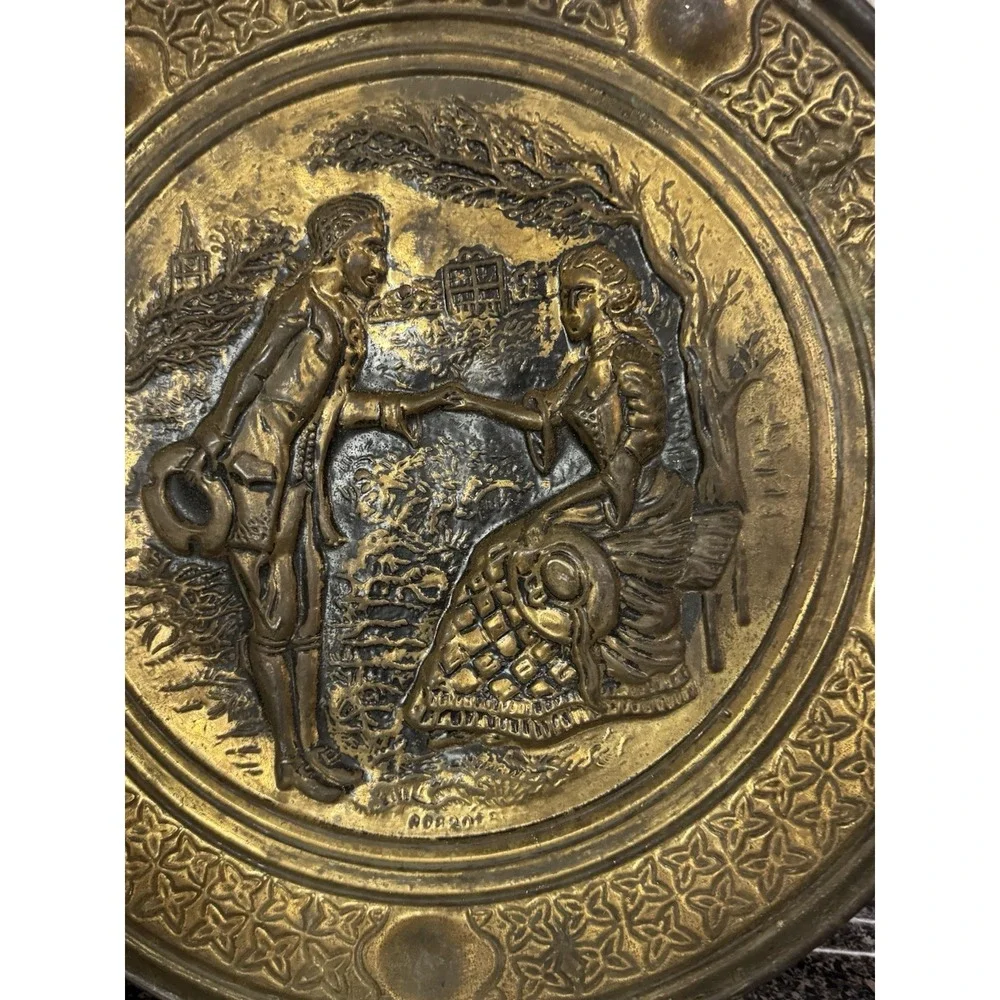 Vintage Embossed Brass Wall Plate 14